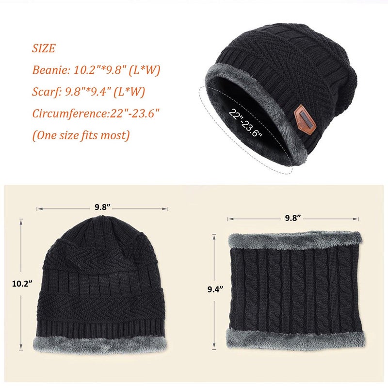 HINDAWI Winter Scarf Hat Womens Beanie Slouchy Knit Warm Snow Outdoor Skull Cap Grey - Image 5